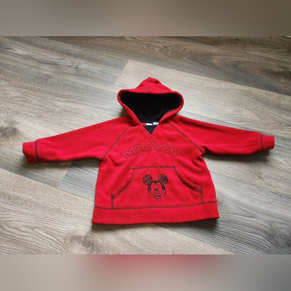 Disney baby RED! MICKEY MOUSE Fleece Hoodie boy size 18 months